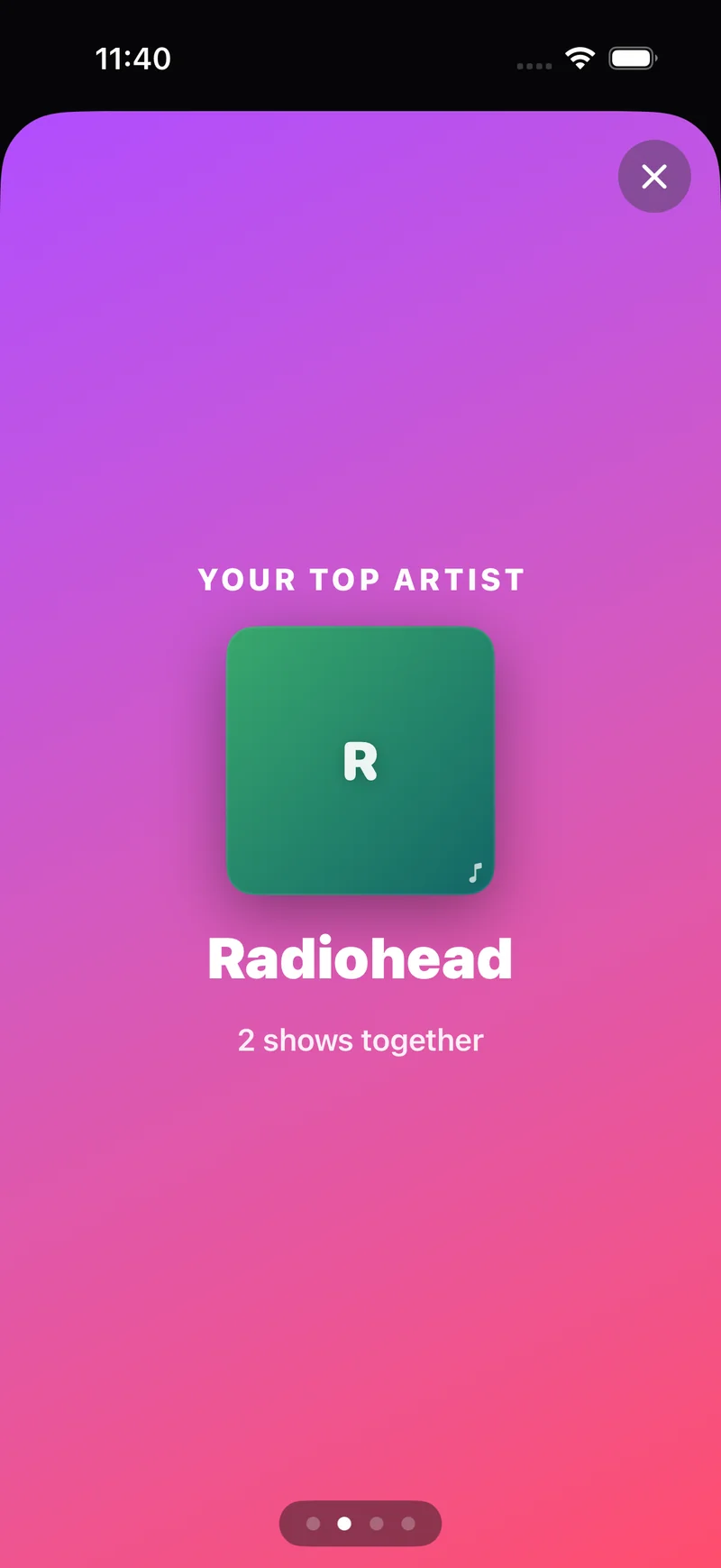 A shareable Year in Live Music story card.